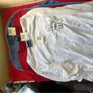 White, Red, and purple Long Sleeve Shirts